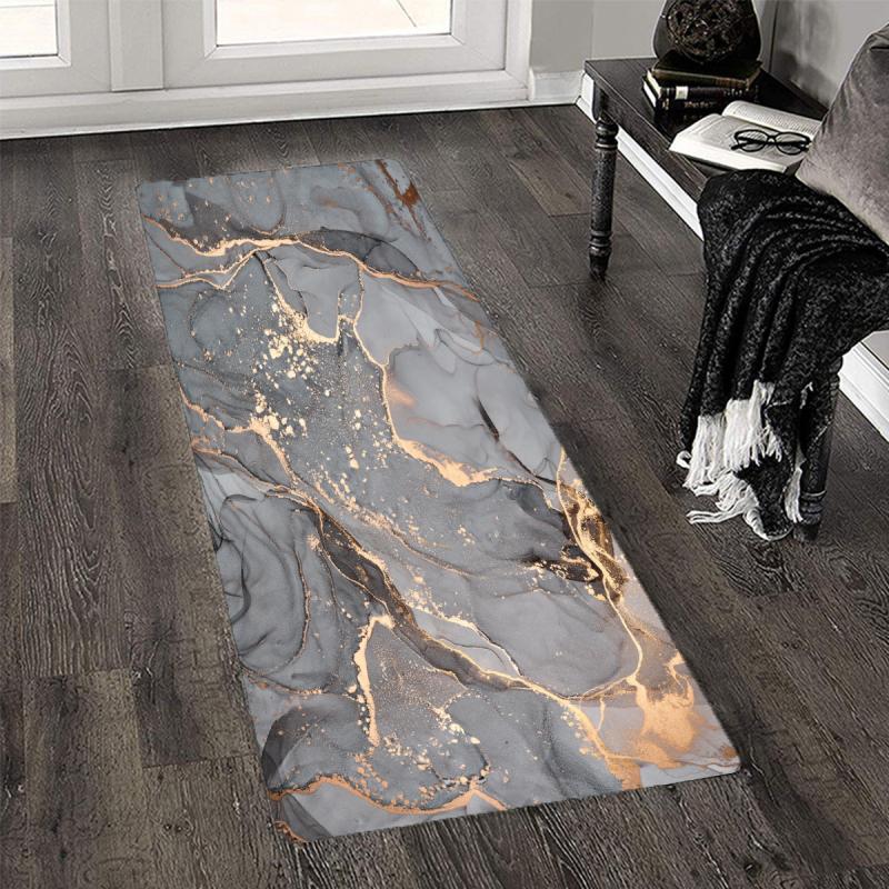 Marble Printed Kitchen Floor Mat Non-slip Washable Carpet