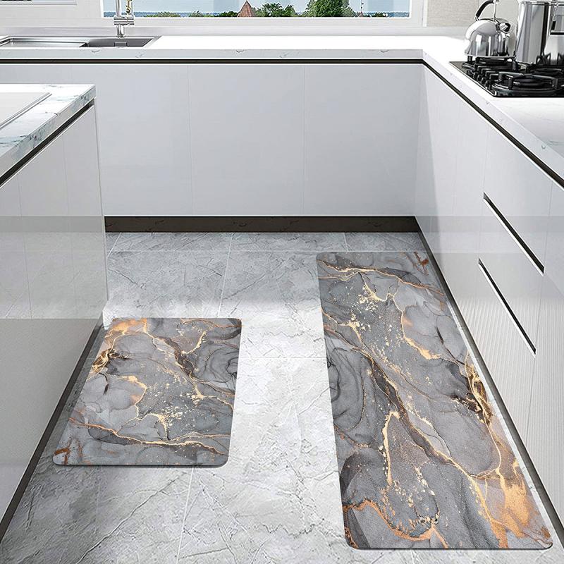 Marble Printed Kitchen Floor Mat Non-slip Washable Carpet