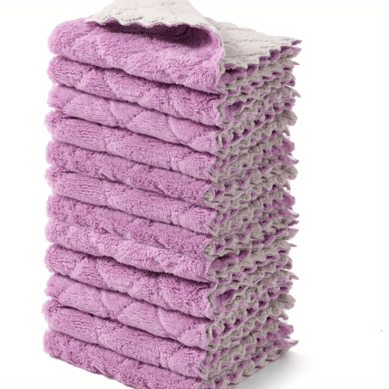 12pcs Purple Gray Microfiber Towel Absorbent Cleaning Cloth Non stick Dish Towel