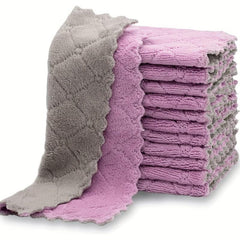 12pcs Purple Gray Microfiber Towel Absorbent Cleaning Cloth Non stick Dish Towel