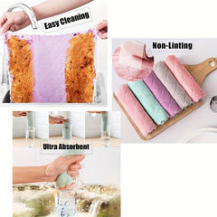 12pcs Purple Gray Microfiber Towel Absorbent Cleaning Cloth Non stick Dish Towel