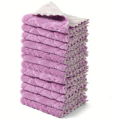 12pcs Purple Gray Microfiber Towel Absorbent Cleaning Cloth Non stick Dish Towel