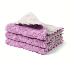 12pcs Purple Gray Microfiber Towel Absorbent Cleaning Cloth Non stick Dish Towel