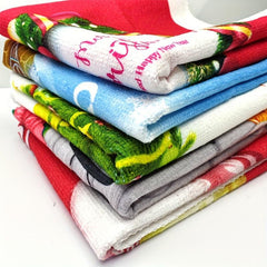 5pcs Polyester Hand Towels Christmas Dish Cloths Cleaning Cloth