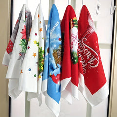5pcs Polyester Hand Towels Christmas Dish Cloths Cleaning Cloth