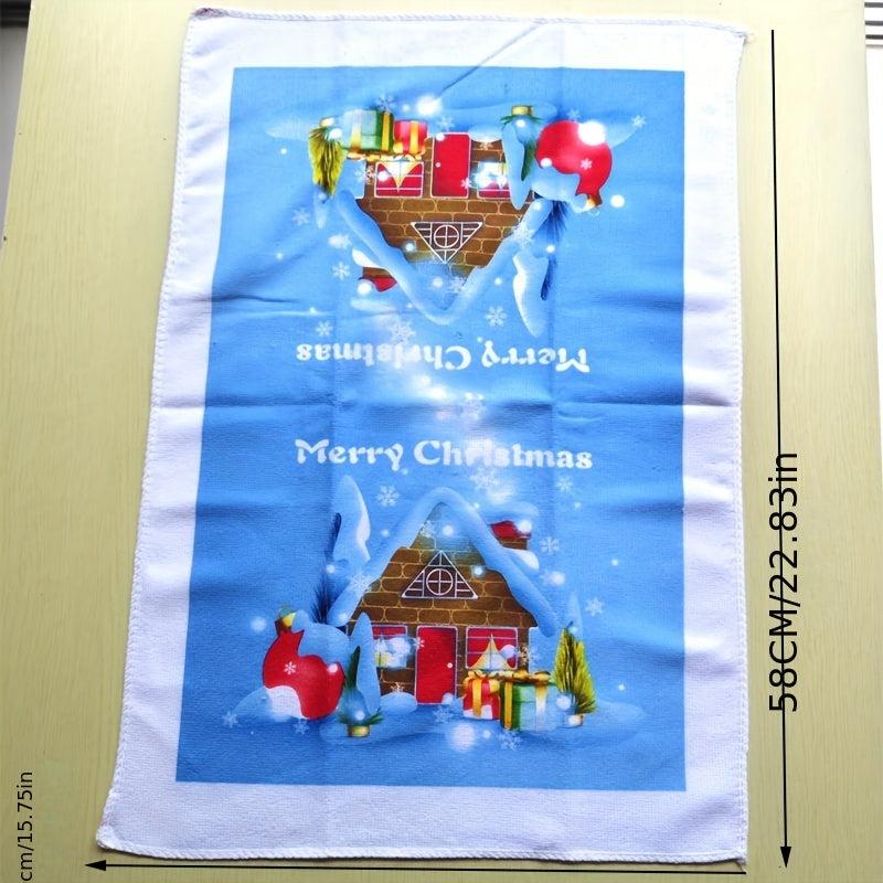 5pcs Polyester Hand Towels Christmas Dish Cloths Cleaning Cloth