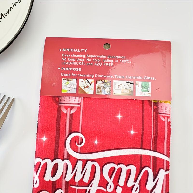 5pcs Polyester Hand Towels Christmas Dish Cloths Cleaning Cloth