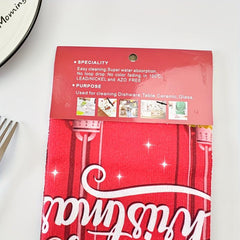 5pcs Polyester Hand Towels Christmas Dish Cloths Cleaning Cloth