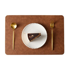 Vintage Cowhide Placemat Non Slip Double Sided Leather PVC Heat Mat