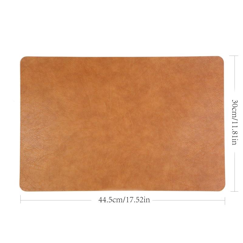 Vintage Cowhide Placemat Non Slip Double Sided Leather PVC Heat Mat