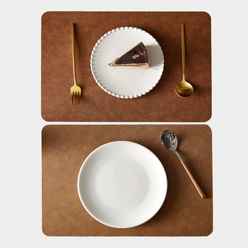 Vintage Cowhide Placemat Non Slip Double Sided Leather PVC Heat Mat