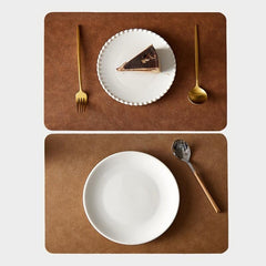 Vintage Cowhide Placemat Non Slip Double Sided Leather PVC Heat Mat