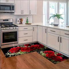 Rose Kitchen Floor Mat Waterproof Non Slip Kitchen Rugs Runner Rug
