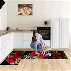 Rose Kitchen Floor Mat Waterproof Non Slip Kitchen Rugs Runner Rug