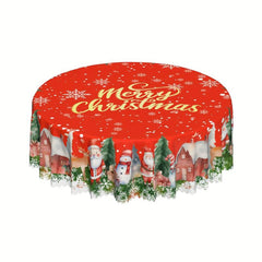 Polyester Tablecloth Christmas Santa Snowflake Table Cover