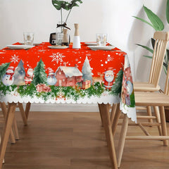 Polyester Tablecloth Christmas Santa Snowflake Table Cover