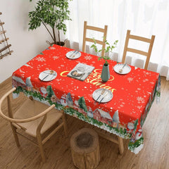 Polyester Tablecloth Christmas Santa Snowflake Table Cover