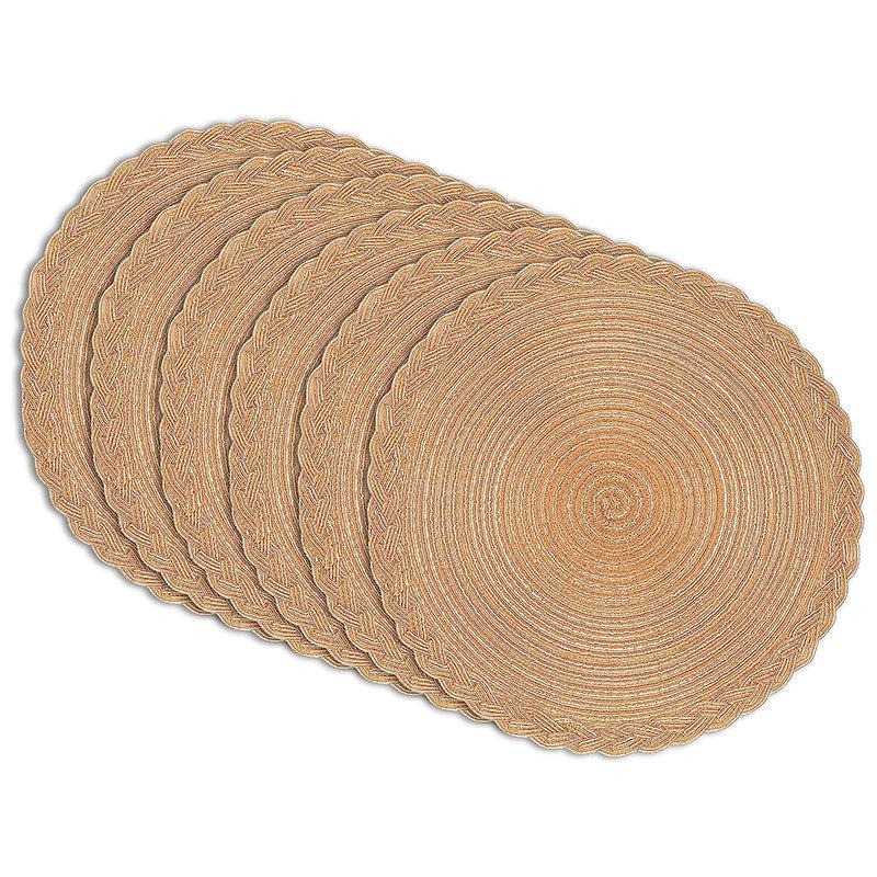 Set of 6 Round Woven Placemats 38.1cm Braided Lace Kitchen Decor