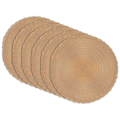 Set of 6 Round Woven Placemats 38.1cm Braided Lace Kitchen Decor