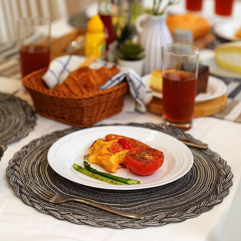 Set of 6 Round Woven Placemats 38.1cm Braided Lace Kitchen Decor