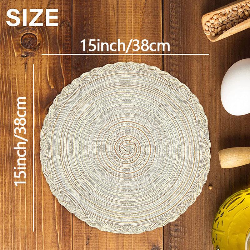 Set of 6 Round Woven Placemats 38.1cm Braided Lace Kitchen Decor