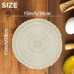 Set of 6 Round Woven Placemats 38.1cm Braided Lace Kitchen Decor