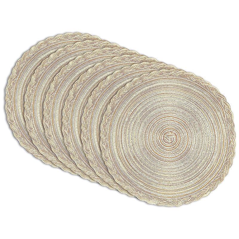 Set of 6 Round Woven Placemats 38.1cm Braided Lace Kitchen Decor