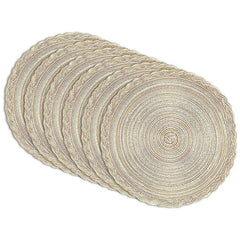 Set of 6 Round Woven Placemats 38.1cm Braided Lace Kitchen Decor