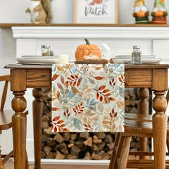 Thanksgiving Table Runner Autumn Eucalyptus Leaf Table Cover