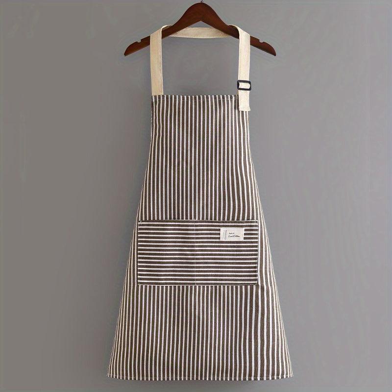 Adjustable Kitchen Cooking Apron Cotton Linen Machine Washable 2 Pockets