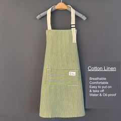 Adjustable Kitchen Cooking Apron Cotton Linen Machine Washable 2 Pockets