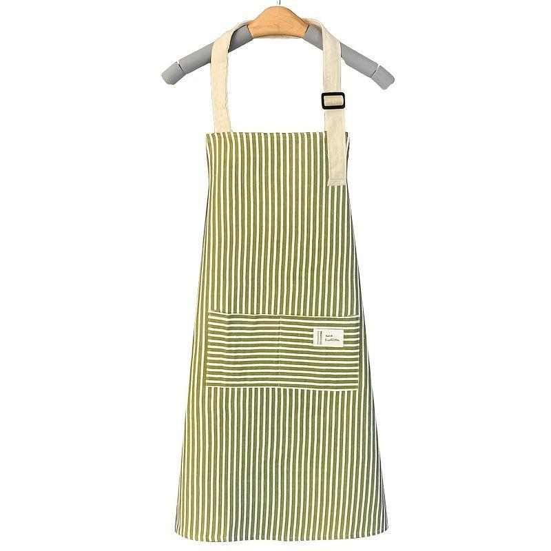 Adjustable Kitchen Cooking Apron Cotton Linen Machine Washable 2 Pockets