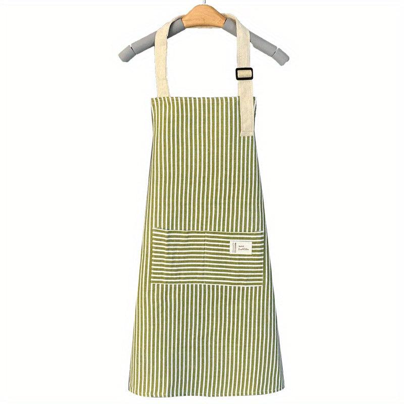 Adjustable Kitchen Cooking Apron Cotton Linen Machine Washable 2 Pockets