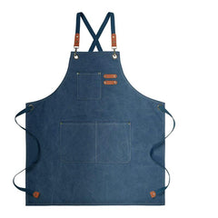 Adjustable Canvas Kitchen Apron with Large Pockets for Cooking and Baking