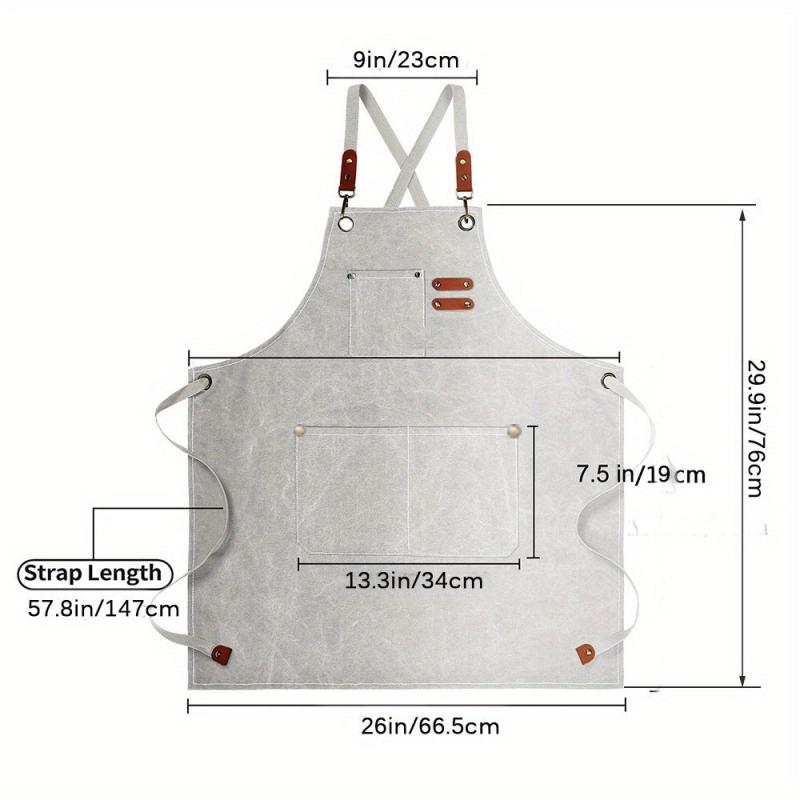 Adjustable Canvas Kitchen Apron with Large Pockets for Cooking and Baking