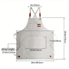 Adjustable Canvas Kitchen Apron with Large Pockets for Cooking and Baking