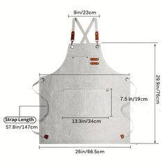 Adjustable Canvas Kitchen Apron with Large Pockets for Cooking and Baking