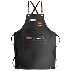 Adjustable Canvas Kitchen Apron with Large Pockets for Cooking and Baking