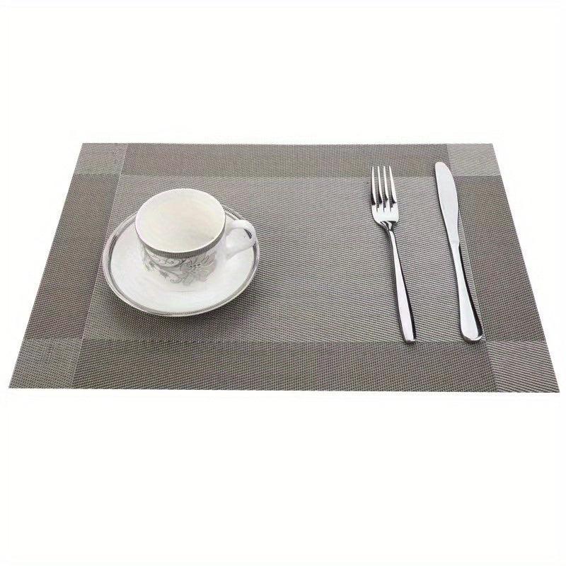 Set of 6 PVC Woven Teslin Placemats Washable Reusable Anti-fouling Table Mats