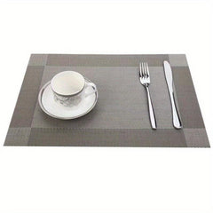 Set of 6 PVC Woven Teslin Placemats Washable Reusable Anti-fouling Table Mats