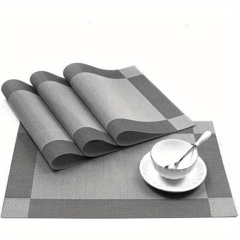 Set of 6 PVC Woven Teslin Placemats Washable Reusable Anti-fouling Table Mats