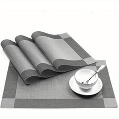 Set of 6 PVC Woven Teslin Placemats Washable Reusable Anti-fouling Table Mats