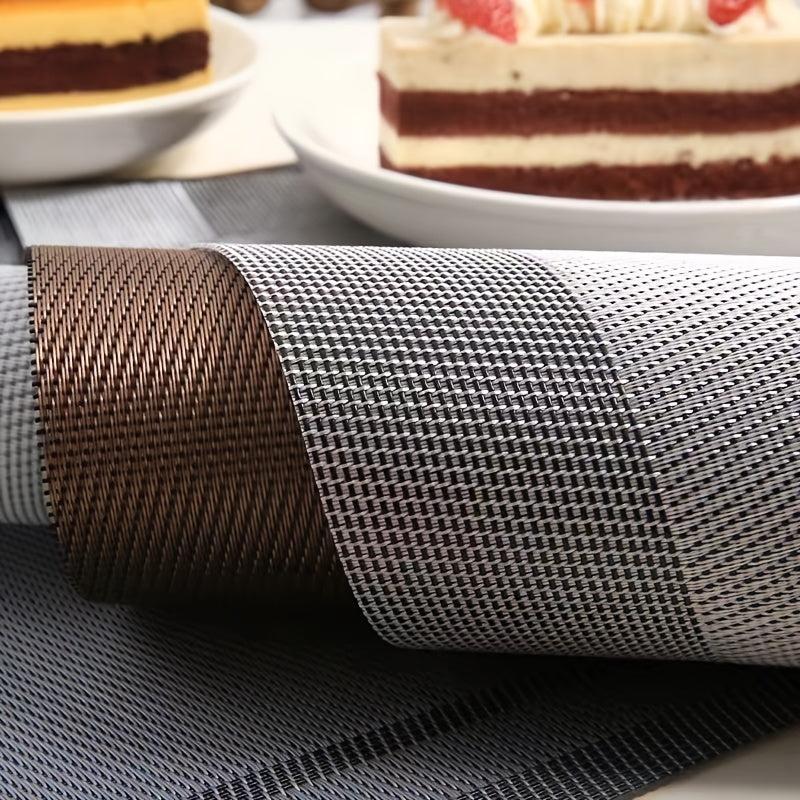 Set of 6 PVC Woven Teslin Placemats Washable Reusable Anti-fouling Table Mats