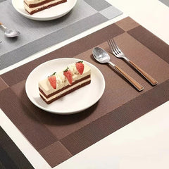 Set of 6 PVC Woven Teslin Placemats Washable Reusable Anti-fouling Table Mats