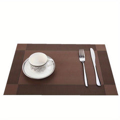 Set of 6 PVC Woven Teslin Placemats Washable Reusable Anti-fouling Table Mats
