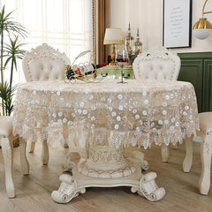 Round Lace Embroidered Tablecloth Vintage Table Runner Wedding Party Table Cover