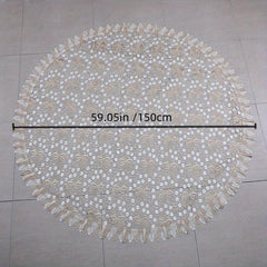 Round Lace Embroidered Tablecloth Vintage Table Runner Wedding Party Table Cover