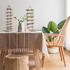 Rustic Tassel Tablecloth Stain Resistant Washable for Picnics Camping Weddings