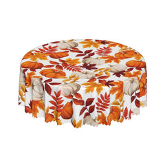 Waterproof Fall Pumpkin Tablecloth with Leaf & Nut Pattern
