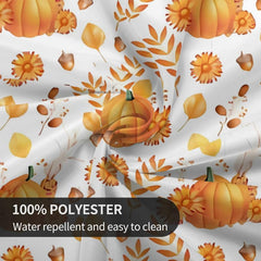 Waterproof Fall Pumpkin Tablecloth with Leaf & Nut Pattern